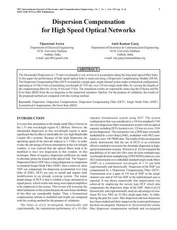 Dispersion Compensation for High Speed Optical ... - MIT Publications