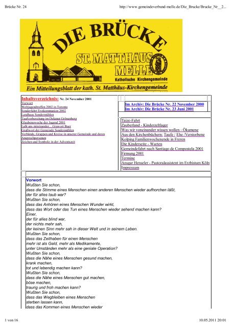 Ausgabe Nr. 24 - November 2001 - St. Matthäus Melle