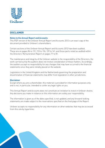 ANNUAL REPORT AND ACCOUNTS 2012 - Unilever