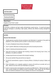 Job Description Housing Assistant Reporting to ... - Eastlands Homes