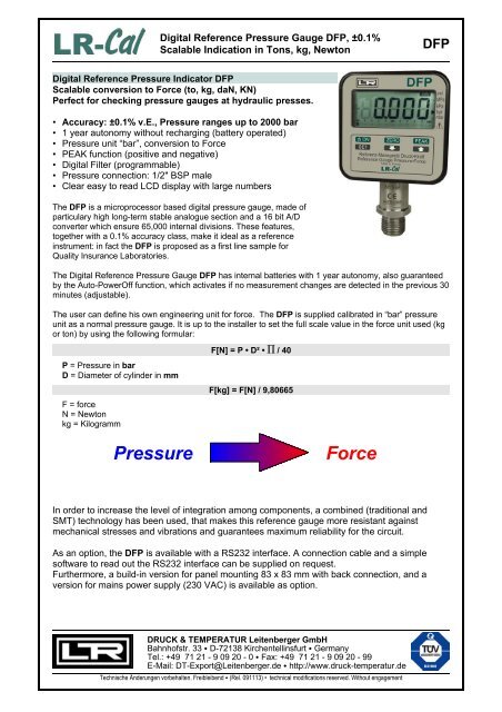 Digital Reference Pressure Gauge DFP - DRUCK &amp; TEMPERATUR ...