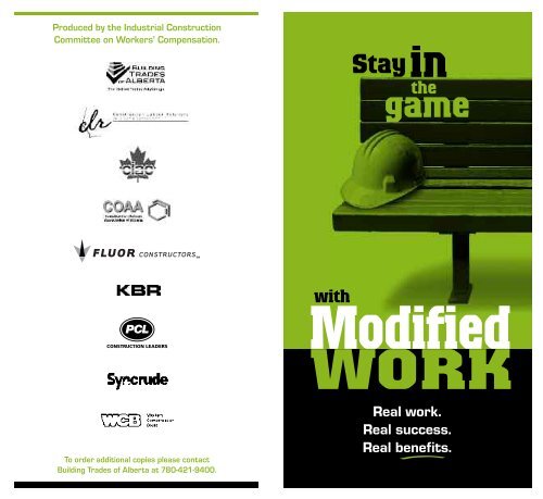 Stay in the game - Modified work toolkit brochure - Workers ...