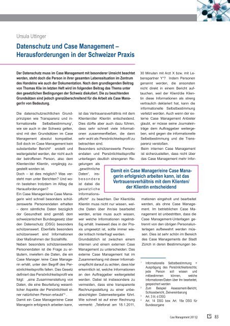 Datenschutz und Case Management - Netzwerk-CM Schweiz