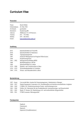 Curriculum Vitae - Institut für Finanzmanagement - Universität Bern