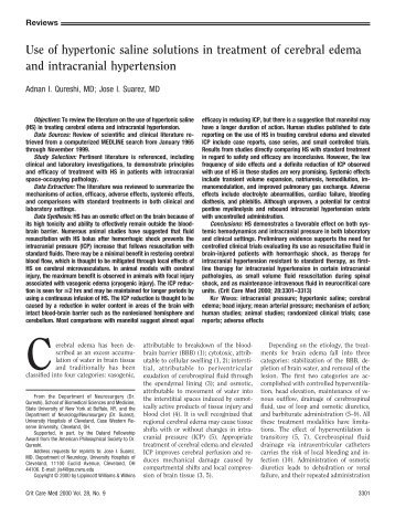 Use of hypertonic saline solutions in treatment of cerebral edema ...