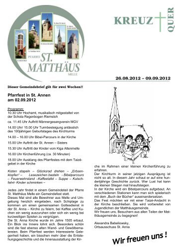 Einladung zu unseren Gottesdiensten - St. Matthäus Melle