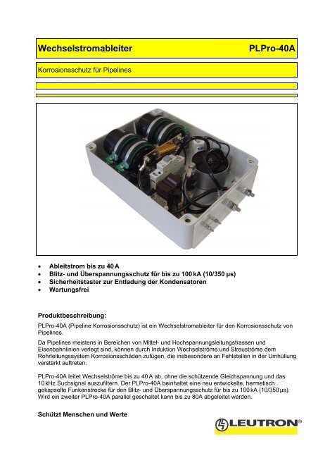 Wechselstromableiter PLPro-40A - Leutron GmbH