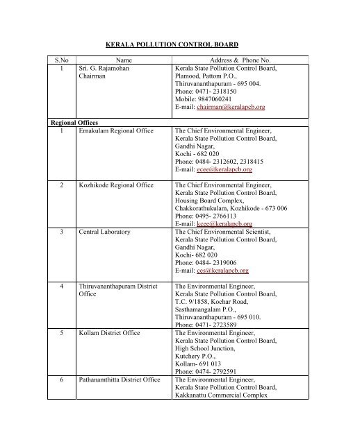 KERALA POLLUTION CONTROL BOARD - Central Pollution Control ...