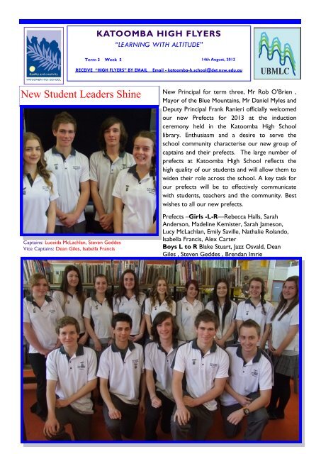 New Student Leaders Shine - Katoomba High School