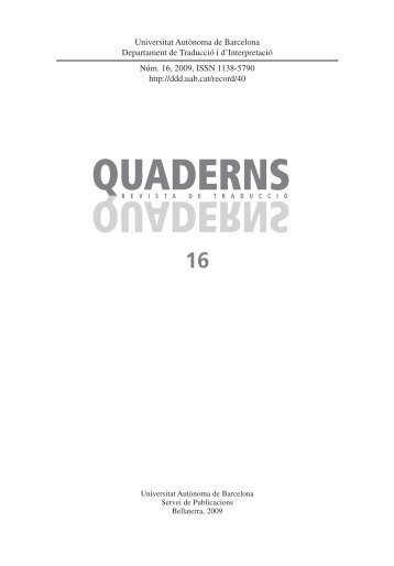 QUADERNS QUADERNS - Publicacions de la Universitat AutÃ²noma ...