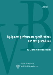 Equipment performance specifications and test procedures