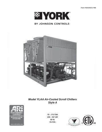 Model YLAA Air-Cooled Scroll Chillers Style A - Johnson Controls