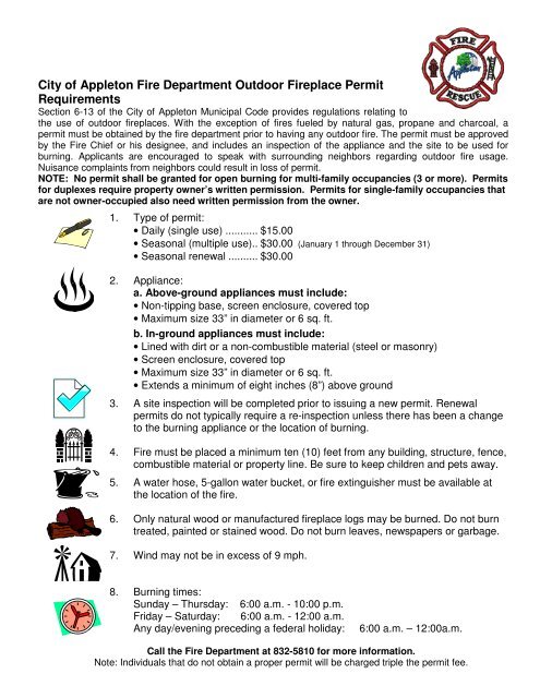 City Of Appleton Fire Department Outdoor Fireplace Permit City Of Appleton Fire Department, Do You Need A Permit For Outdoor Fireplace