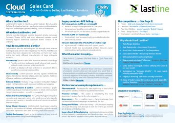 Lastline Sales Card - Cloud Distribution
