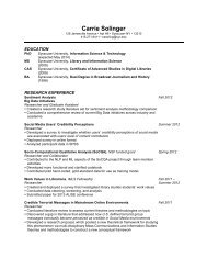 Carrie Solinger - Curriculum Vitae - Syracuse University