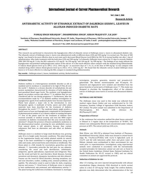 antidiabetic activity of ethanolic extract of dalbergia sissoo l. leaves ...