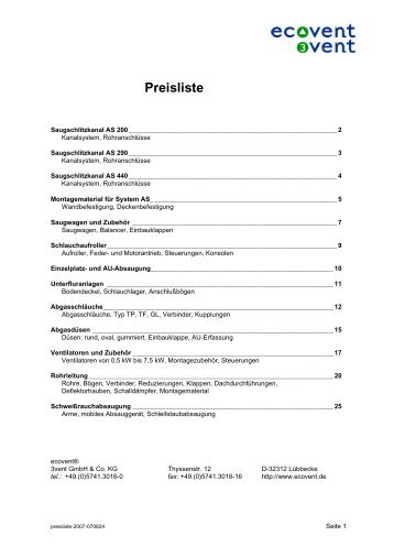 Preisliste - ecovent