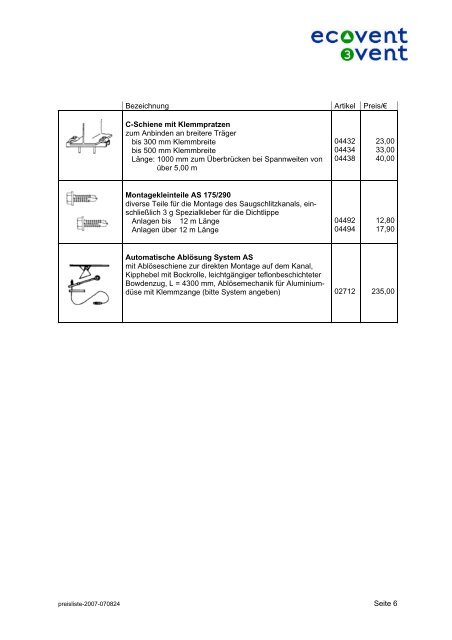 Preisliste - ecovent