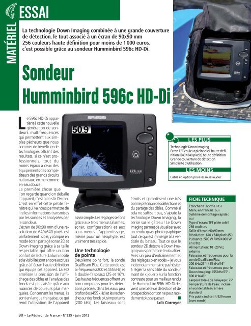 Sondeur Humminbird 596c HD-Di - Le PÃªcheur de France