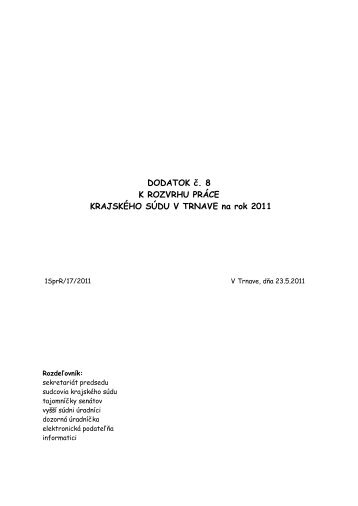 DODATOK č. 8 K ROZVRHU PRÁCE KRAJSKÉHO SÚDU V ...