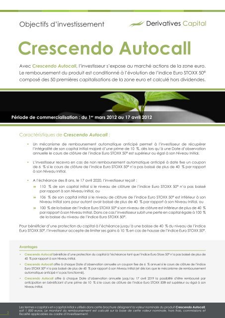 Crescendo Autocall - Derivatives Capital