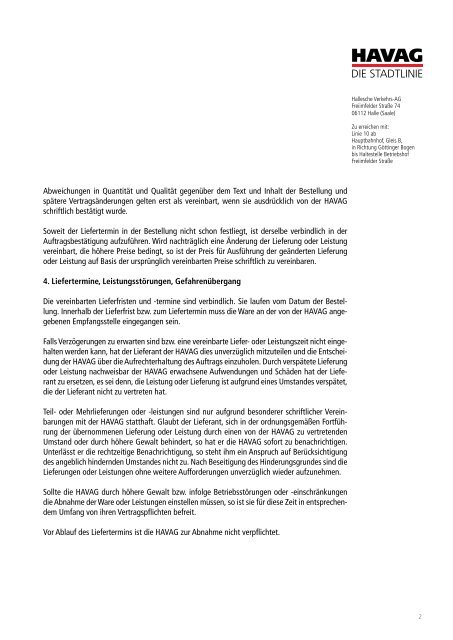 Allgemeine GeschÃ¤ftsbedingungen - bei der Halleschen Verkehrs-AG