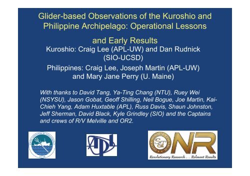 Glider-based Observations of the Kuroshio and Philippine Archipelago