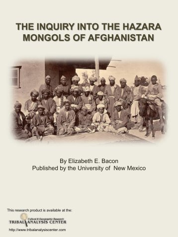 the inquiry into the hazara mongols of afghanistan - Tribal Analysis ...