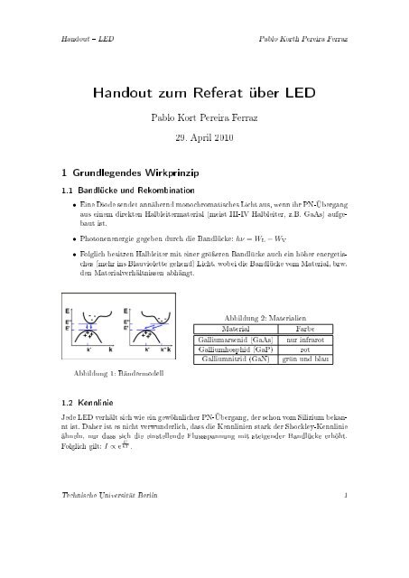 Handout zum Referat Ã¼ber LED - Projektlabor