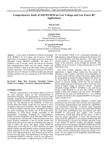 Comprehensive Study of SOI-DTMOS for Low Voltage and Low ...