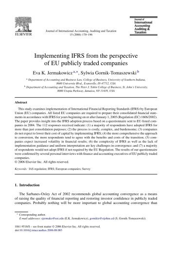 Implementing IFRS from the perspective of EU ... - AdoptIFRS.org