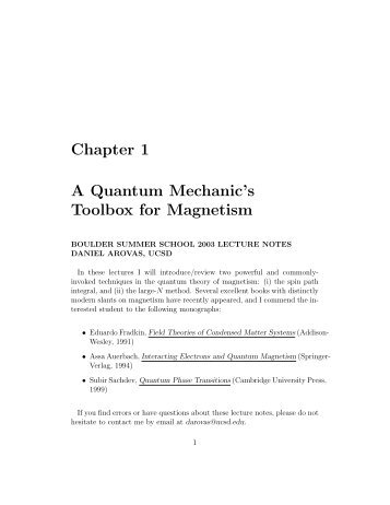Chapter 1 A Quantum Mechanic's Toolbox for Magnetism
