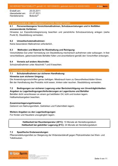 Sicherheitsdatenblatt Botector - BIOFA