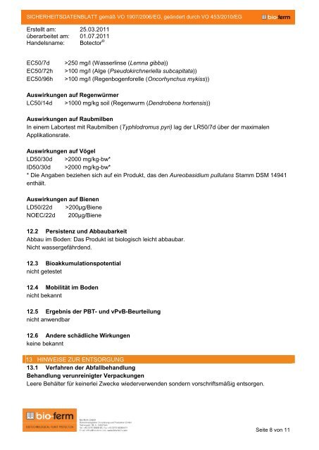 Sicherheitsdatenblatt Botector - BIOFA