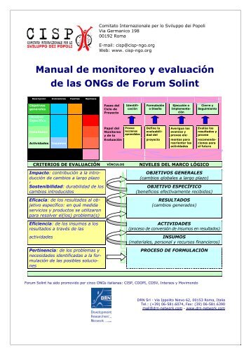 Manual de monitoreo y evaluaciÃ³n de las ONGs de Forum Solint