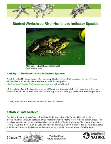 Student Worksheet: River Health and Indicator Species