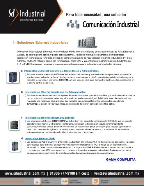 1. Soluciones Ethernet Industriales GAMA COMPLETA - Soporte ...