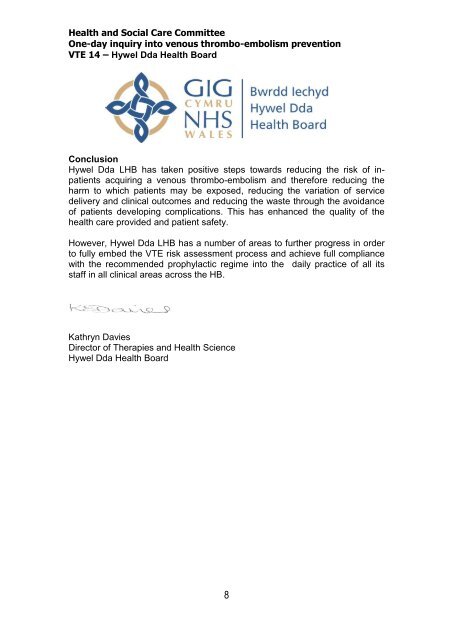 Consultation response: VTE 14 - Hywel Dda Health Board PDF 266 ...