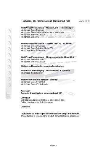 Soluzioni per l'alimentazione degli armadi rack ... - Gfo Europe S.p.A.