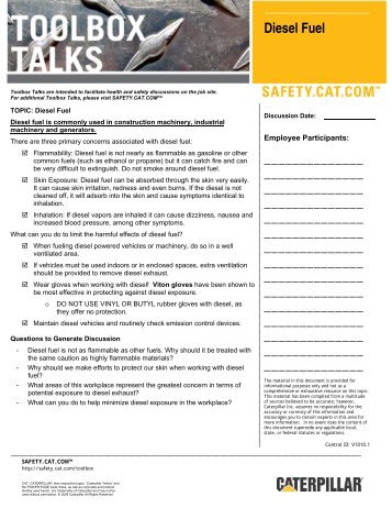 Diesel Fuel Tips - Caterpillar Safety - Caterpillar Inc.