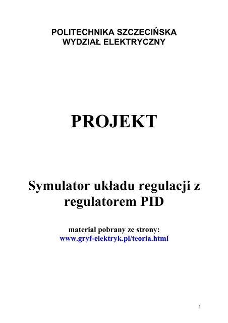 Symulator układu regulacji z regulatorem PID - gryf-elektryk.pl