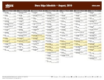 Starz Edge Schedule - August, 2010