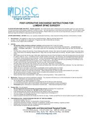 post-operative discharge instructions for lumbar spine surgery