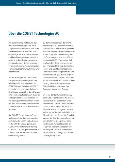 Konzernbericht der CONET Technologies AG 2011 ... - CONET Group