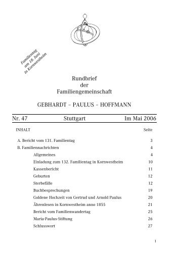 Rundbrief der Familiengemeinschaft GEBHARDT – PAULUS ...