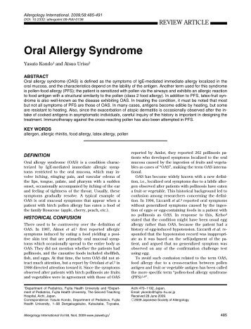 Oral Allergy Syndrome - Allergology International