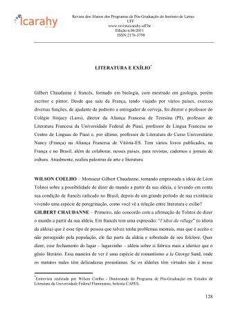 LITERATURA E EXÍLIO, Gilbert Chaudanne - revista Icarahy - UFF