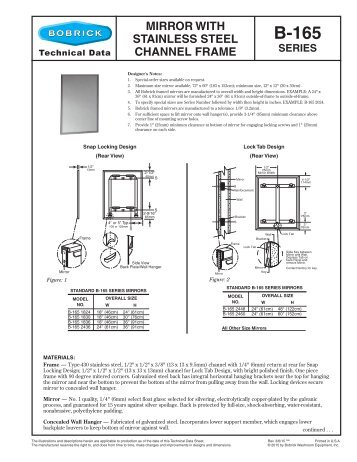Mirror With Stainless Steel Angle Frame B Bobrick Mirror With Stainless Steel Channel Frame Bobrick