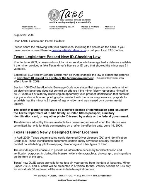 newly designed driver's licenses and ID cards - Texas Alcoholic ...