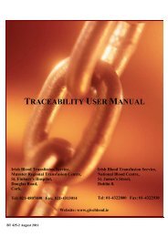 TRACEABILITY USER MANUAL - Irish Blood Transfusion Service